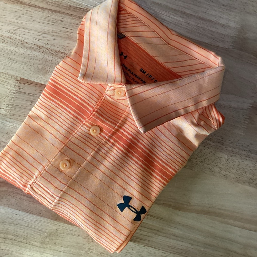 EUC Men's Under Armour The Play Off Polo Short Sleeved Stripes- Small